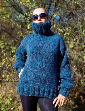 Плетен мъжки пуловер мултиколор с поло яка Siska Handknit