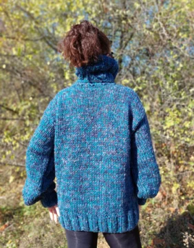 Плетен мъжки пуловер мултиколор с поло яка Siska Handknit