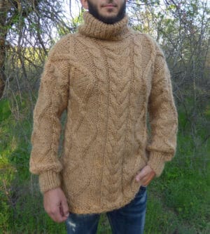Мъжки пуловер мохер с поло яка Siska Handknit