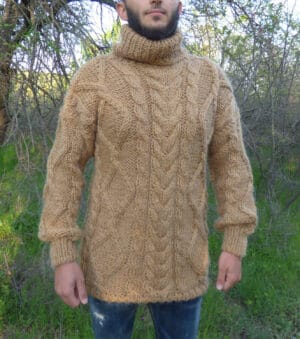 Мъжки пуловер мохер с поло яка Siska Handknit