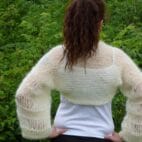 Hand Knit Mohair Bolero Handmade Shrug Long Soft Sleeves