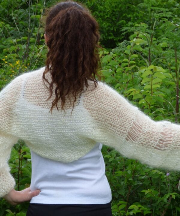 Hand Knit Mohair Bolero Handmade Shrug Long Soft Sleeves Hand Knit Mohair Bolero Handmade Shrug Long Soft Sleeves