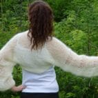 Hand Knit Mohair Bolero Handmade Shrug Long Soft Sleeves
