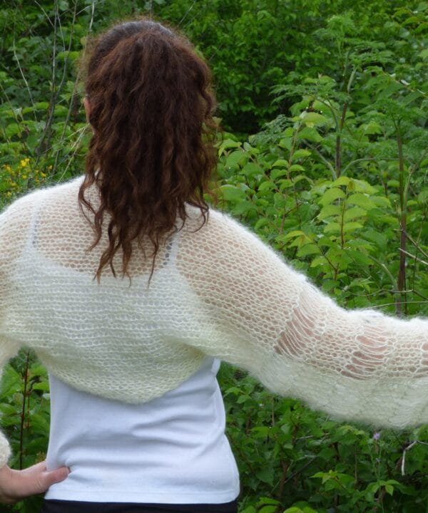 Hand Knit Mohair Bolero Handmade Shrug Long Soft Sleeves Hand Knit Mohair Bolero Handmade Shrug Long Soft Sleeves
