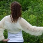 Hand Knit Mohair Bolero Handmade Shrug Long Soft Sleeves