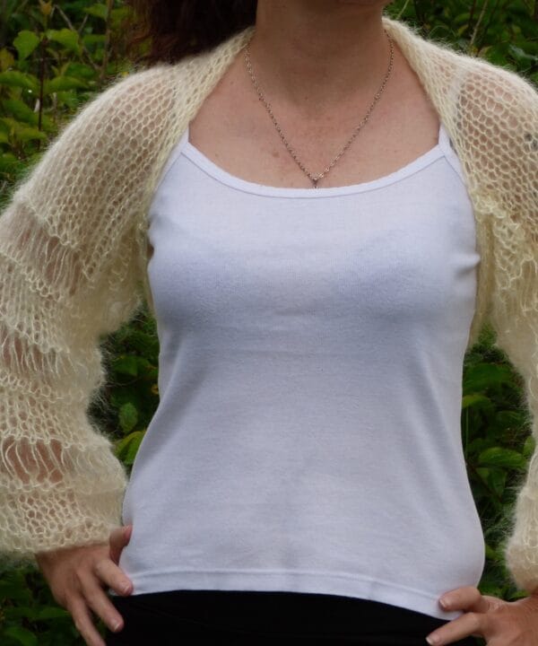 Hand Knit Mohair Bolero Handmade Shrug Long Soft Sleeves Hand Knit Mohair Bolero Handmade Shrug Long Soft Sleeves