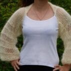 Hand Knit Mohair Bolero Handmade Shrug Long Soft Sleeves