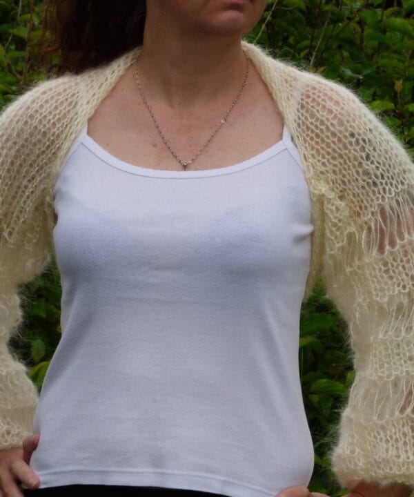 Hand Knit Mohair Bolero Handmade Shrug Long Soft Sleeves Hand Knit Mohair Bolero Handmade Shrug Long Soft Sleeves