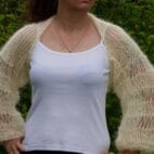 Hand Knit Mohair Bolero Handmade Shrug Long Soft Sleeves
