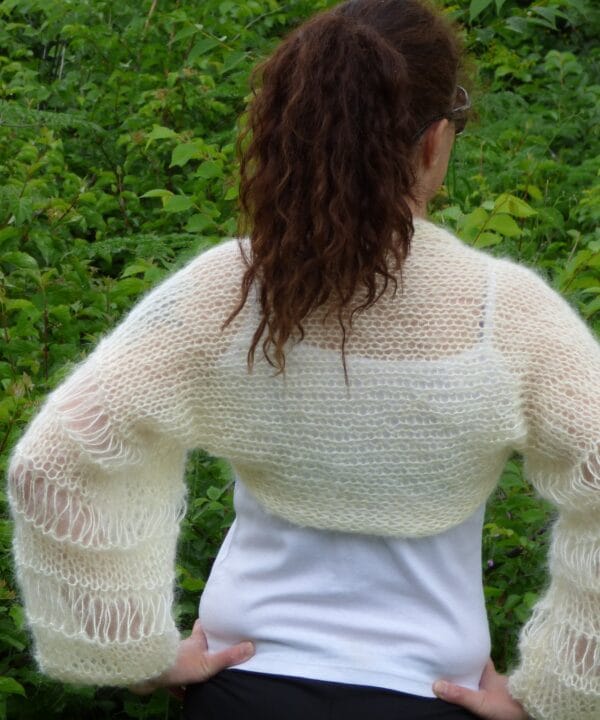 Hand Knit Mohair Bolero Handmade Shrug Long Soft Sleeves Hand Knit Mohair Bolero Handmade Shrug Long Soft Sleeves