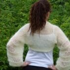 Hand Knit Mohair Bolero Handmade Shrug Long Soft Sleeves