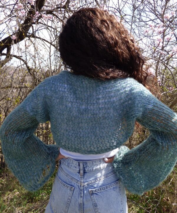 Hand Knit Mohair Bolero Summer Pullover Long Sleeves Handknitted Shrug Hand Knit Mohair Bolero Summer Pullover Long Sleeves Handknitted Shrug