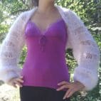Hand Knit Mohair Bolero Summer Pullover Long Sleeves Handknitted Shrug