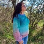 Hand Knit Mohair Sweater Multicolor Chunky Pullover Striped