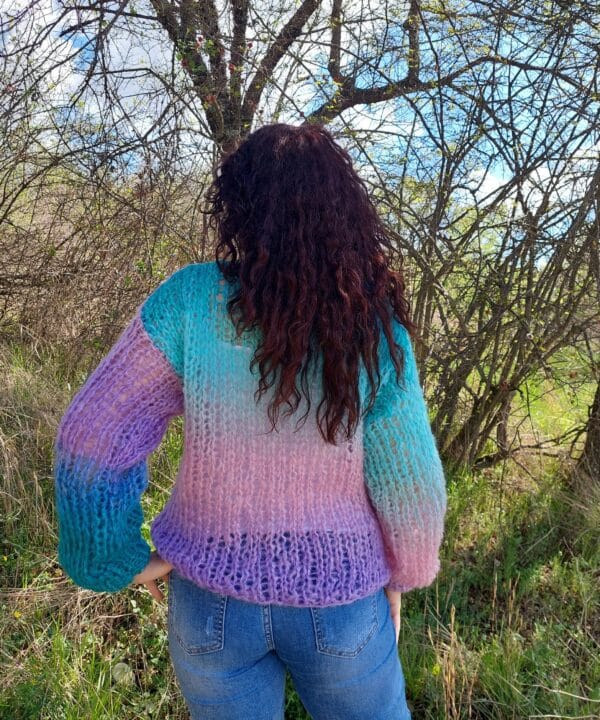 Hand Knit Mohair Sweater Multicolor Chunky Pullover Striped Hand Knit Mohair Sweater Multicolor Chunky Pullover Striped