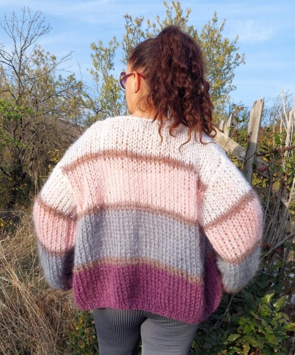 Mohair Cardigan Women Striped Knit ,Chunky Sweater Multicolor,Soft and Fuzzy in Boho Style Mohair Cardigan Women Striped Knit ,Chunky Sweater Multicolor,Soft and Fuzzy in Boho Style