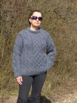 Мъжки пуловер от мохер в сиво Siska Handknit