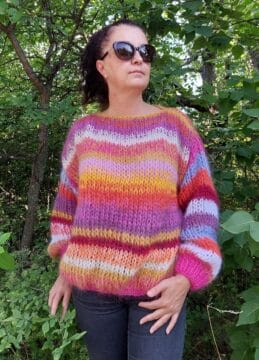 Плетен дамски многоцветен пуловер Fire Siska Handknit