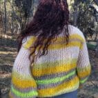 Mohair Sweater Striped Handknit Soft and Chunky Pullover Multicolor