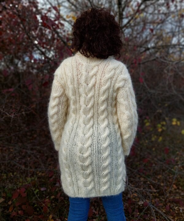 Mohair Sweater Thick and Chunky Cable Hand Knit Dress Turtleneck Fuzzy Pullover Mohair Jumper