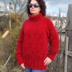 Mohair Sweater Turtleneck 5 Strands Thick and Chunky Wool Pullover Melange