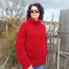 Mohair Sweater Turtleneck 5 Strands Thick and Chunky Wool Pullover Melange