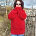 Mohair Sweater Turtleneck 5 Strands Thick and Chunky Wool Pullover Melange