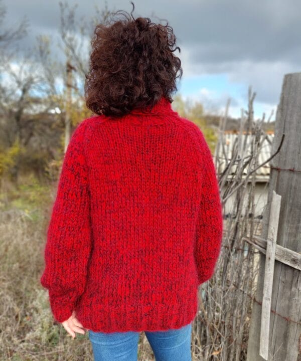 Mohair Sweater Turtleneck 5 Strands Thick and Chunky Wool Pullover Melange