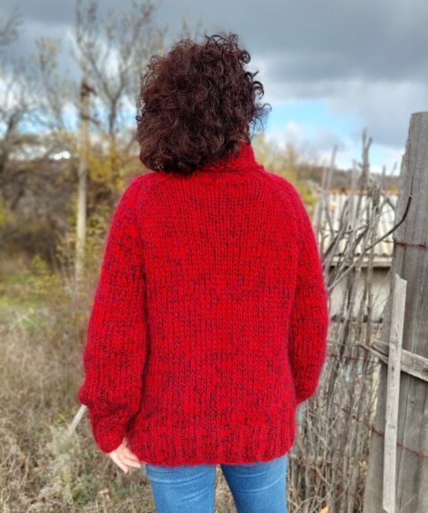 Mohair Sweater Turtleneck 5 Strands Thick and Chunky Wool Pullover Melange