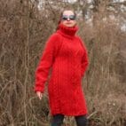 Mohair Sweater Turtleneck,Thick Cable Sweater Dress,Chunky Knit Pullover