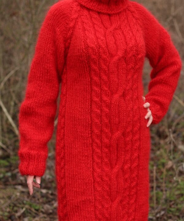 Mohair Sweater Turtleneck,Thick Cable Sweater Dress,Chunky Knit Pullover