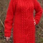 Mohair Sweater Turtleneck,Thick Cable Sweater Dress,Chunky Knit Pullover