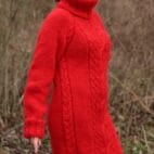 Mohair Sweater Turtleneck,Thick Cable Sweater Dress,Chunky Knit Pullover