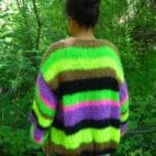 Плетена жилетка от мохер, дебел и дебел пуловер с балонен ръкав