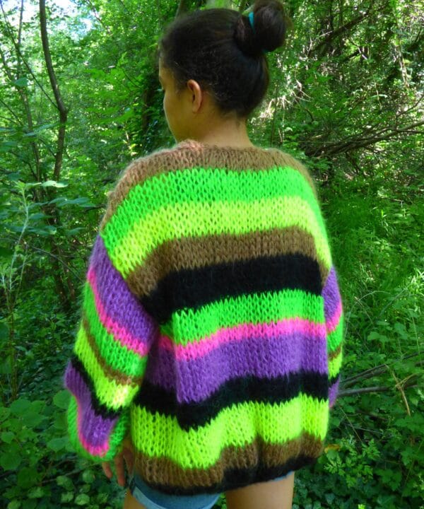 Плетена жилетка от мохер, дебел и дебел пуловер с балонен ръкав