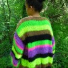 Плетена жилетка от мохер, дебел и дебел пуловер с балонен ръкав