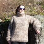 Thick Mohair Sweater Turtleneck Chunky Knit ,Melange Pullover 4 Strands