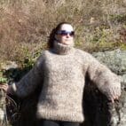Thick Mohair Sweater Turtleneck Chunky Knit ,Melange Pullover 4 Strands