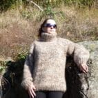Thick Mohair Sweater Turtleneck Chunky Knit ,Melange Pullover 4 Strands