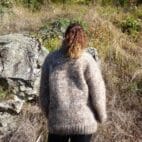 Thick Mohair Sweater Turtleneck Chunky Knit ,Melange Pullover 4 Strands