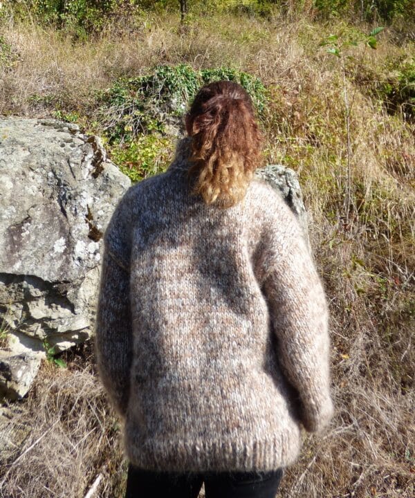 Thick Mohair Sweater Turtleneck Chunky Knit ,Melange Pullover 4 Strands