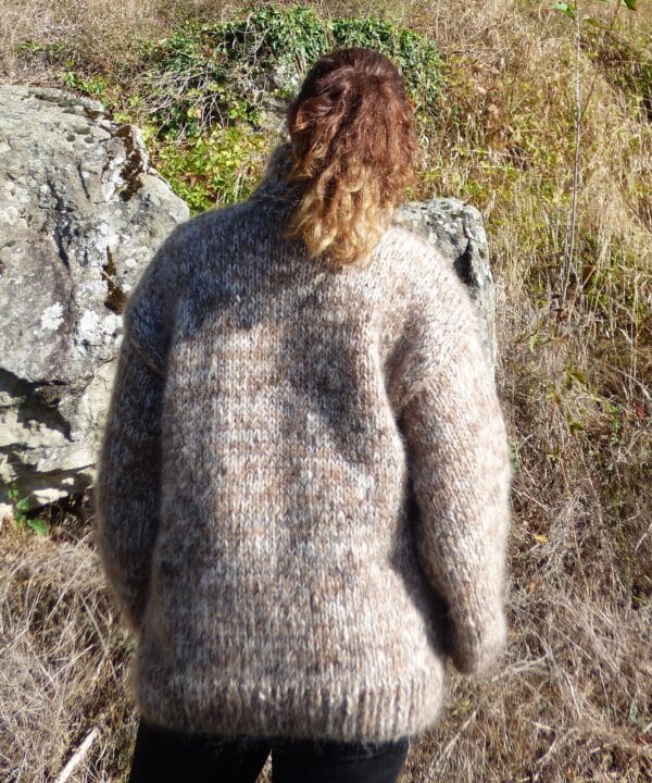 Thick Mohair Sweater Turtleneck Chunky Knit ,Melange Pullover 4 Strands