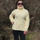 Wool Sweater Men Thick and Chunky Pullover Turtleneck Cable Hand Knit