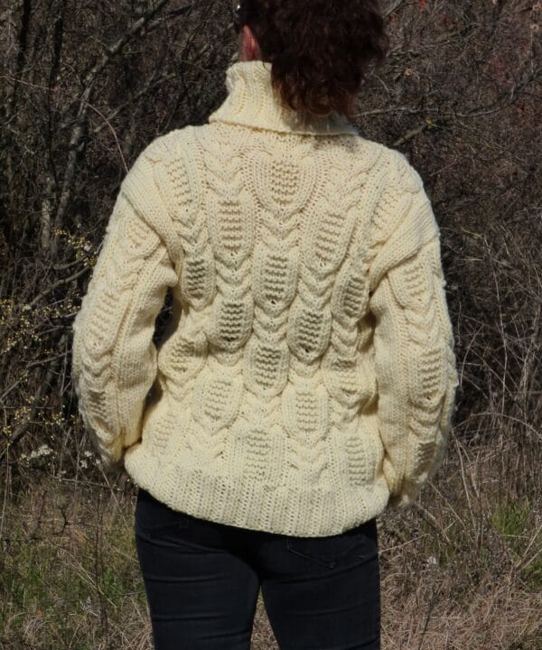 Wool Sweater Men Thick and Chunky Pullover Turtleneck Cable Hand Knit