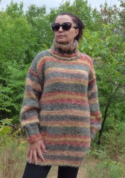 Плетен мъжки пуловер мохер многоцветен Siska Handknit