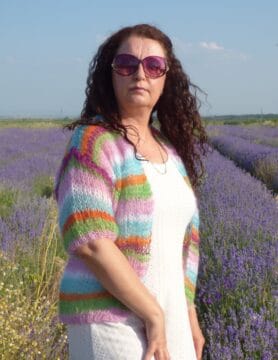 Дамска мохерна жилетка с къс ръкав Siska Handknit