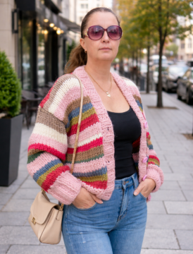 Дамска многоцветна жилетка от вълна Siska Handknit