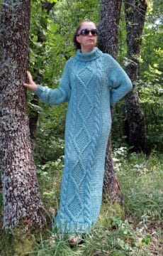 Плетена дамска рокля вълнена с поло яка Siska Handknit