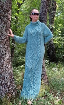 Плетена дамска рокля вълнена с поло яка Siska Handknit