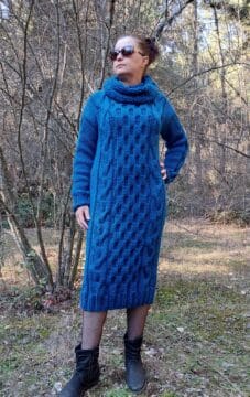 Дамска плетена вълнена рокля деним Siska Handknit